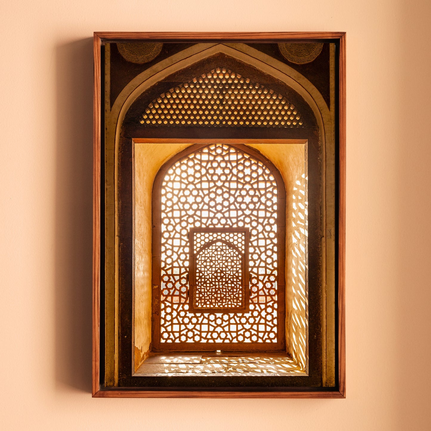 Humayun's Tomb – Jaali in Golden Light | Mughal Arch & Stone Lattice Fine Art Wall Photography Print