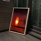 Bird in Silhouette – Sunset Over the Lake | Crimson Reflections Fine Art Wall Photography Print