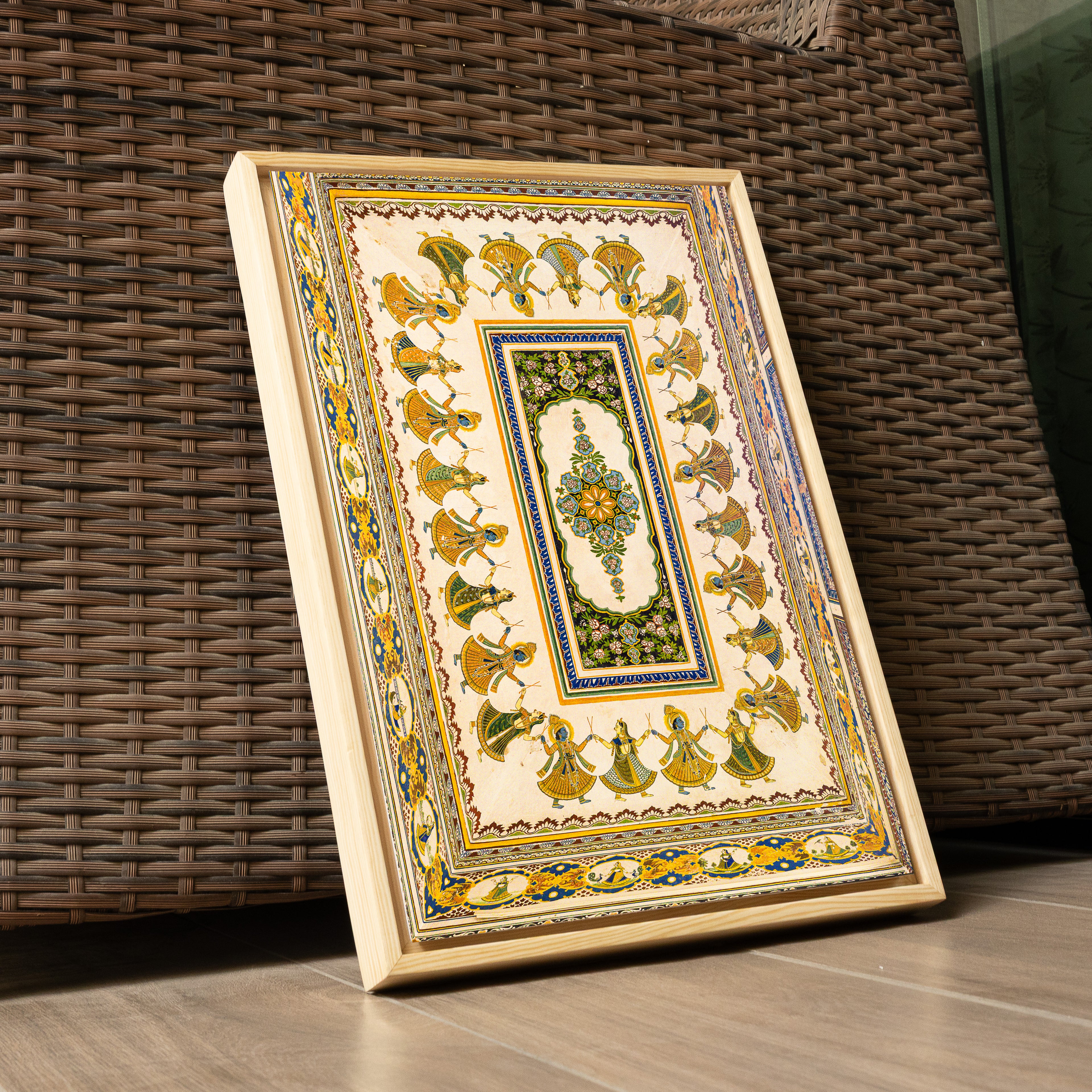 Shekhawati Haveli Ceiling – Ras Leela Painting | Colour, Dance & Divine Joy | Indian Heritage Fine Art Wall Photography Print