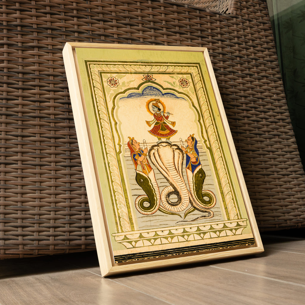 Krishna on the Nagas – Poddar Haveli, Shekhawati | Mythological Fresco Fine Art Wall Photography Print
