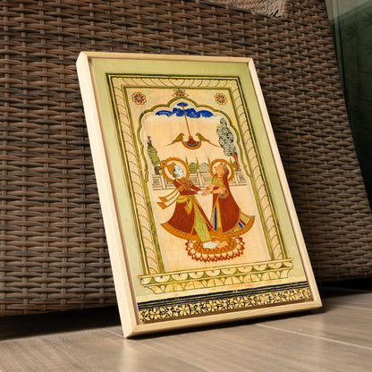 Radha Krishna on the Swing – Poddar Haveli, Shekhawati | Love & Mythology Fresco Fine Art Wall Photography Print
