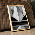 Lotus Temple Delhi – Concrete Petals, Shadow & Pool Reflection | B&W Architectural Fine Art Wall Photography Print