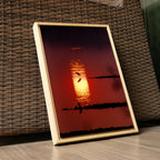 Bird in Silhouette – Sunset Over the Lake | Crimson Reflections Fine Art Wall Photography Print