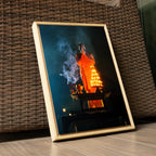 Yamuna Aarti – Priest in Divine Smoke & Night Light | Indian Spiritual Fine Art Wall Photography Print