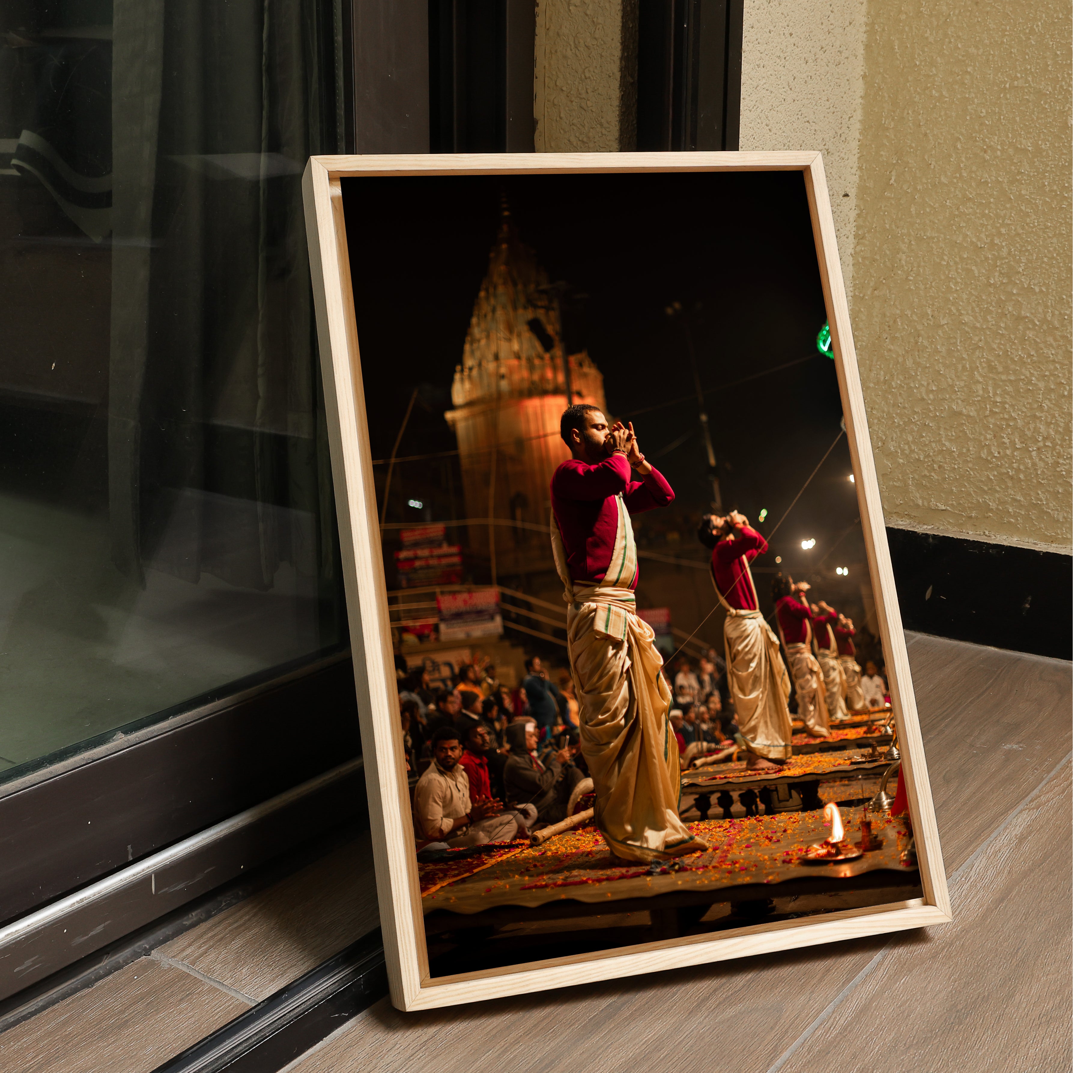 Varanasi Ganga Ghats – Ethereal Aarti | Conch, Fire & Bhakti at Its Peak | Fine Art Wall Photography Print