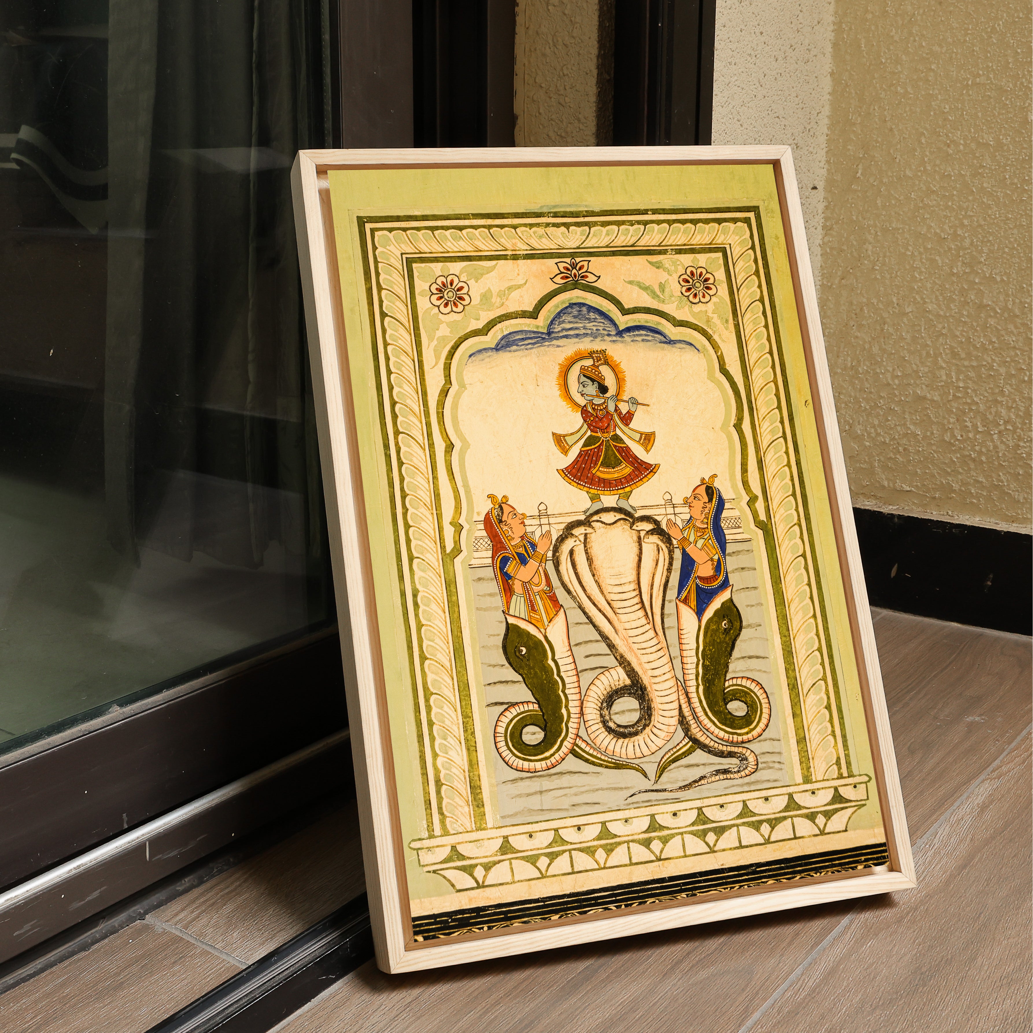 Krishna on the Nagas – Poddar Haveli, Shekhawati | Mythological Fresco Fine Art Wall Photography Print