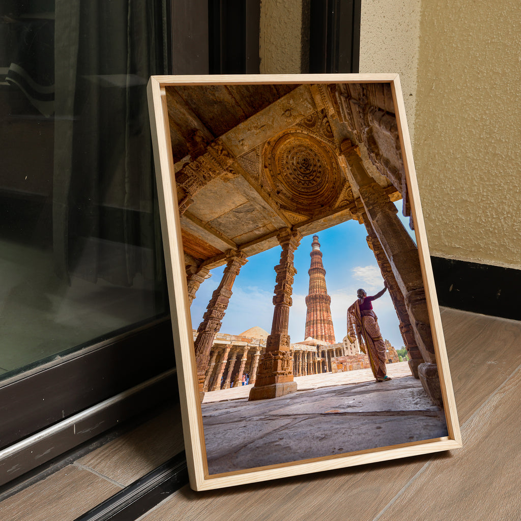 Qutub Minar Complex – A Woman in the Ancient Light | Fine Art Wall Photography Print