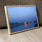 Yamuna River – Winter Morning, Flock of Seagulls & the Blue Dawn Sky | Fine Art Wall Photography Print