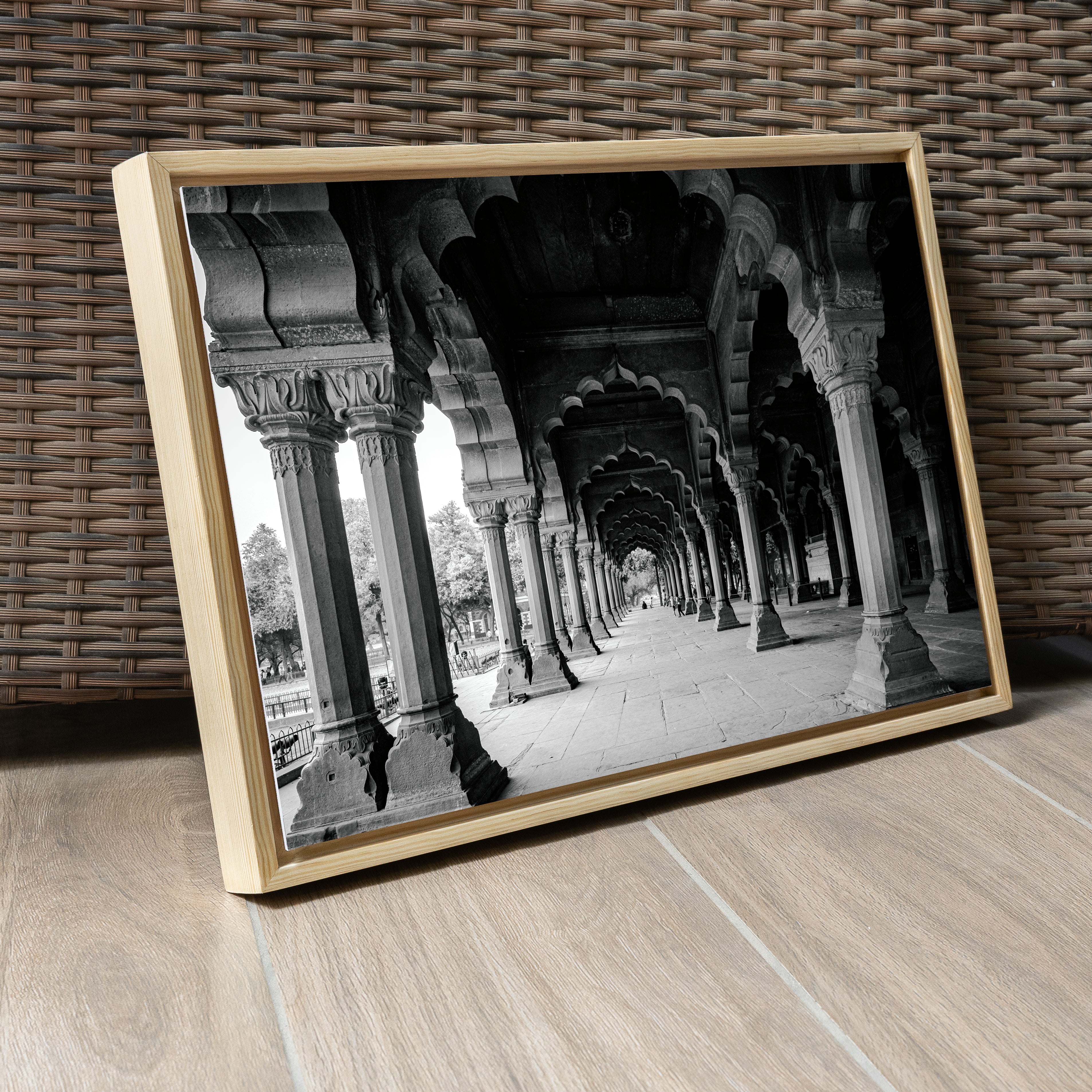 Red Fort Delhi – Diwan-i-Aam Arches & Columns in Black & White | Fine Art Wall Photography Print