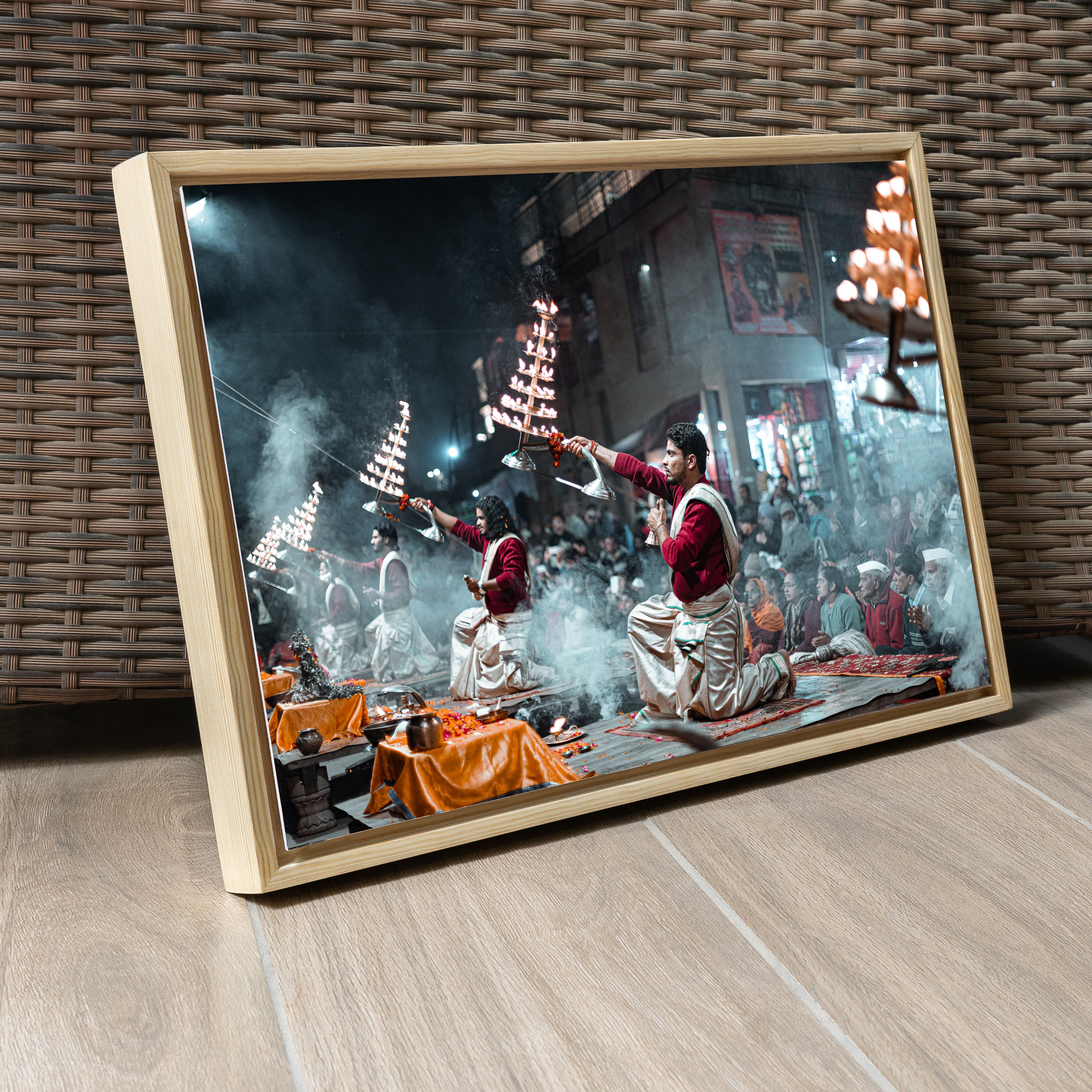 Ganga Aarti Varanasi – The Ethereal Ritual of Fire, Smoke & Devotion | Fine Art Wall Photography Print