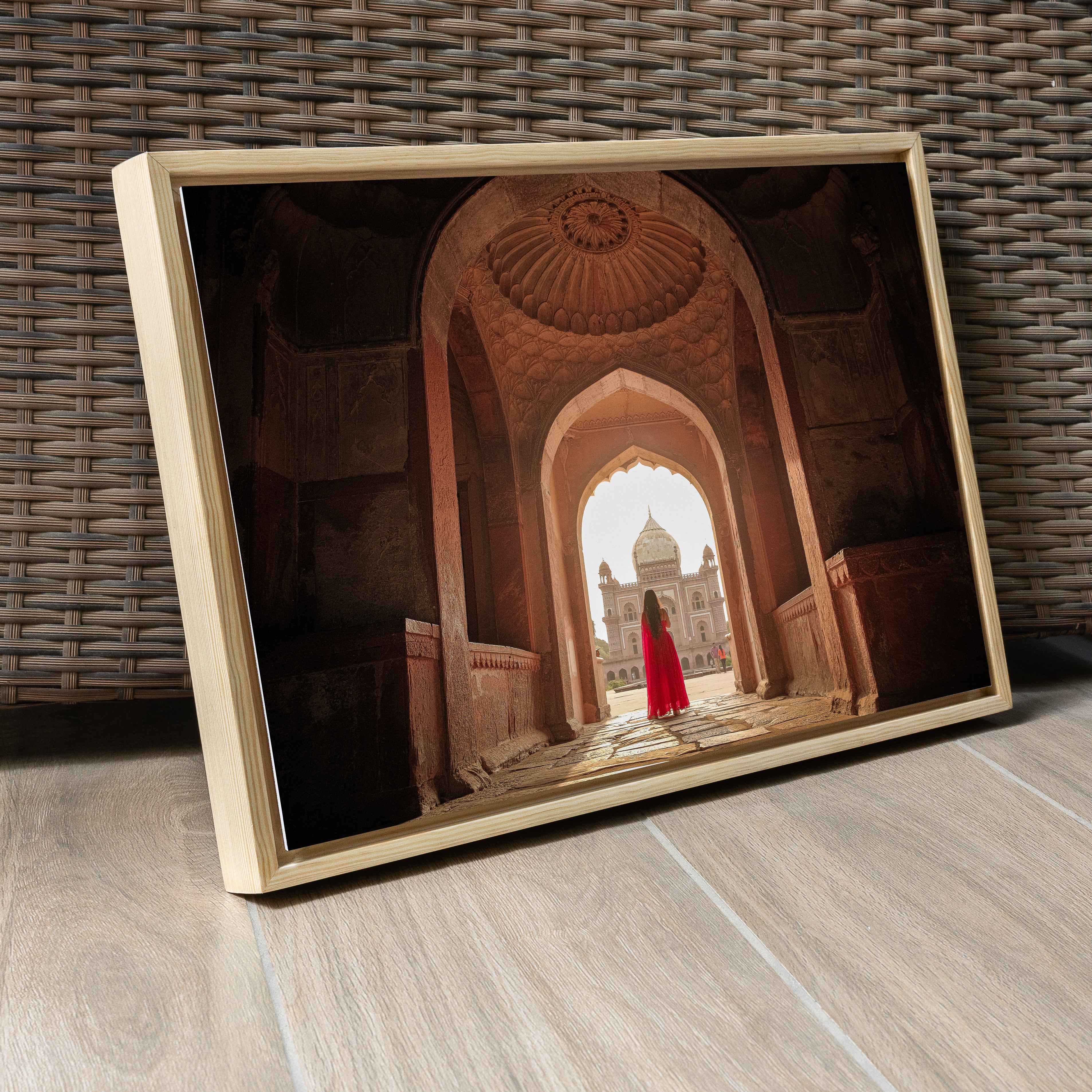 Safdarjung Tomb – Woman in Red | A Story of Peace, Love & Contrast in Sunlight | Fine Art Wall Photography Print