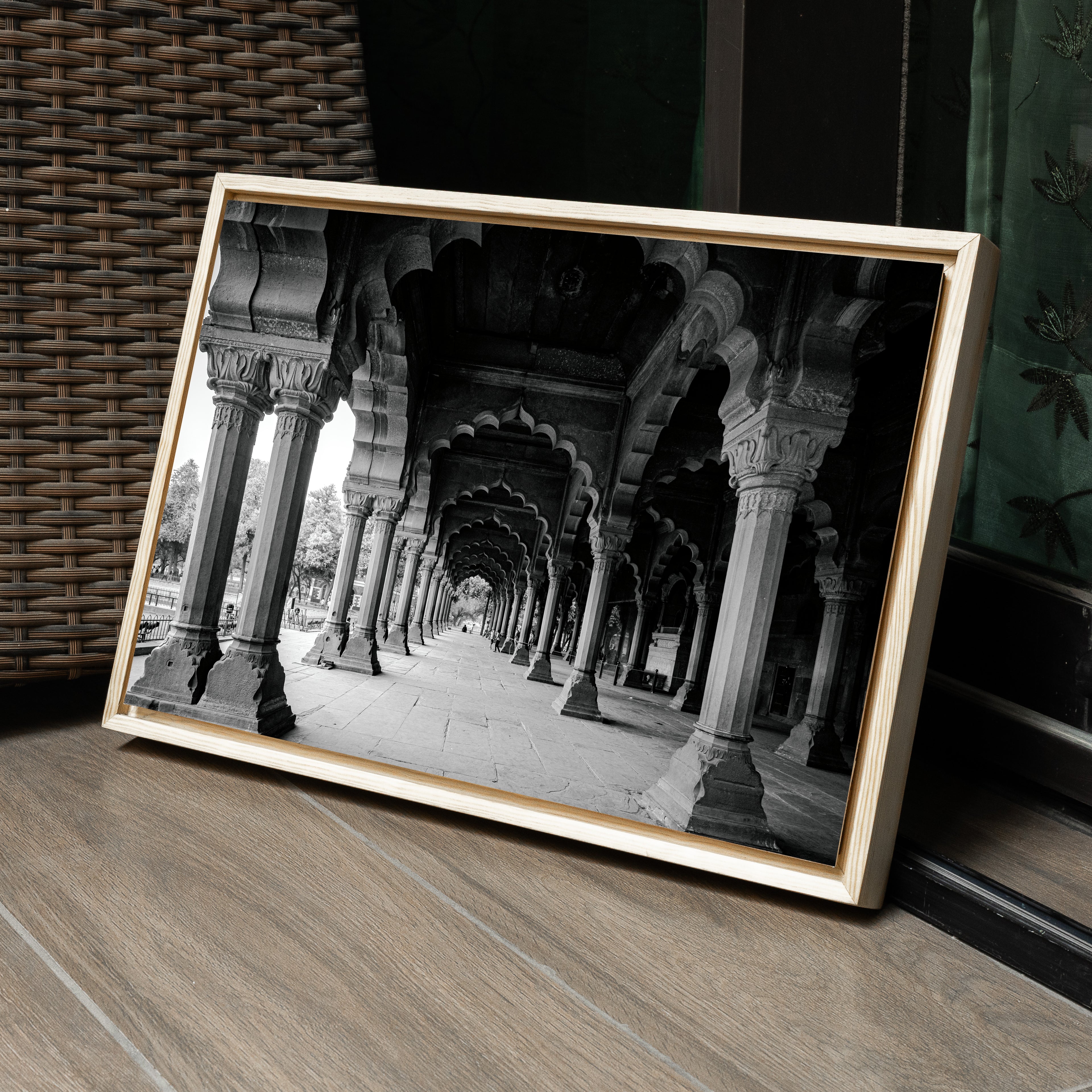 Red Fort Delhi – Diwan-i-Aam Arches & Columns in Black & White | Fine Art Wall Photography Print