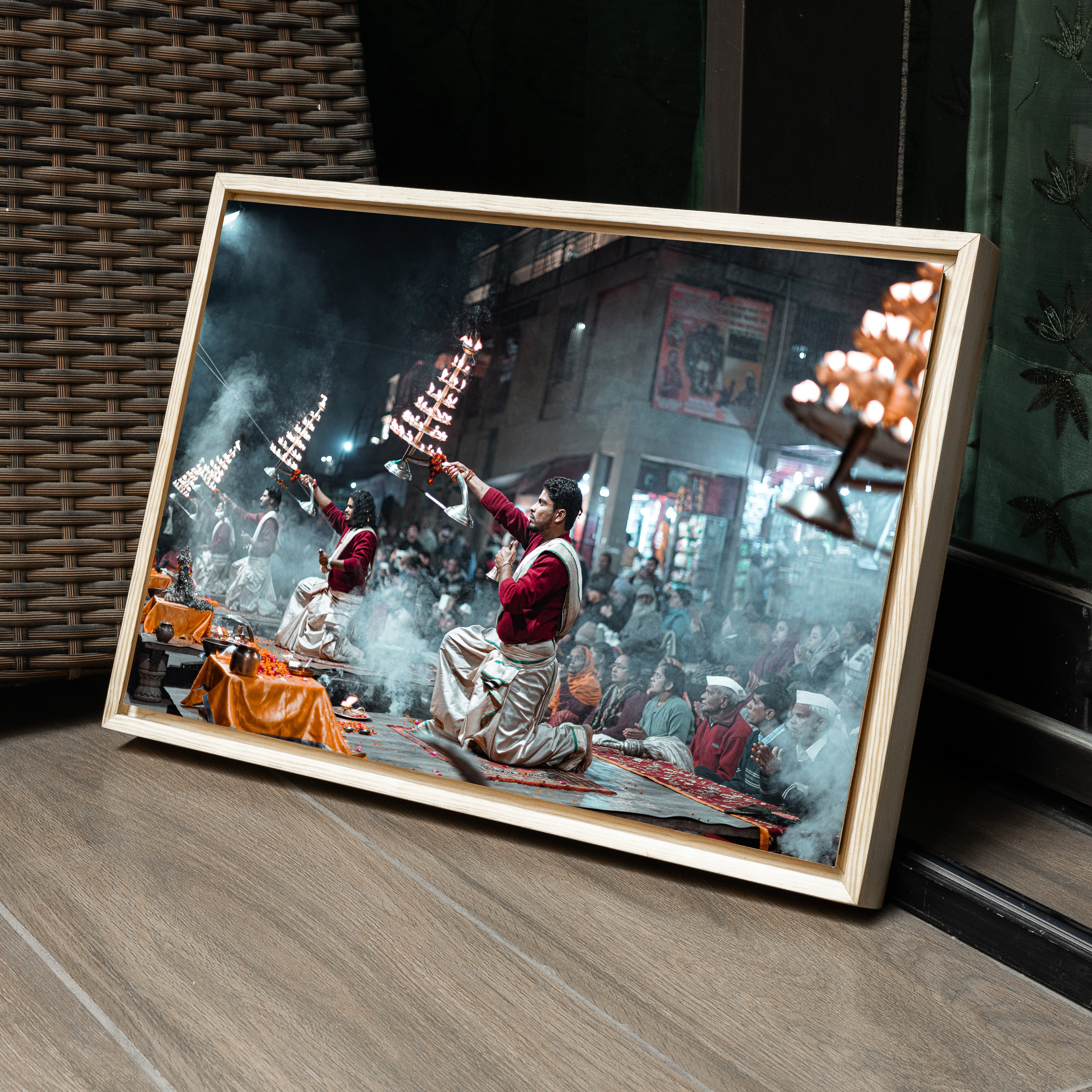 Ganga Aarti Varanasi – The Ethereal Ritual of Fire, Smoke & Devotion | Fine Art Wall Photography Print