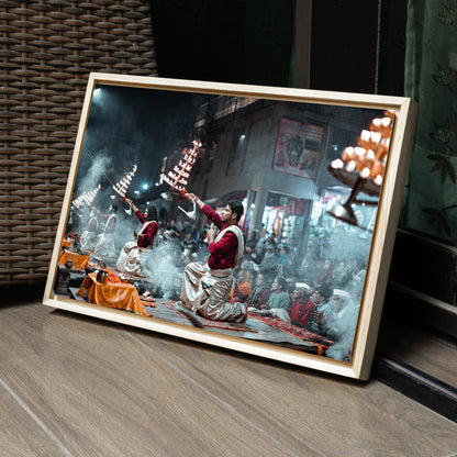 Ganga Aarti Varanasi – The Ethereal Ritual of Fire, Smoke & Devotion | Fine Art Wall Photography Print