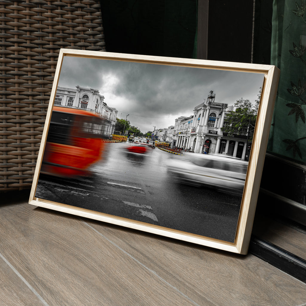 Connaught Place, New Delhi – Monsoon Traffic & Storm Clouds | Fine Art Wall Photography Print