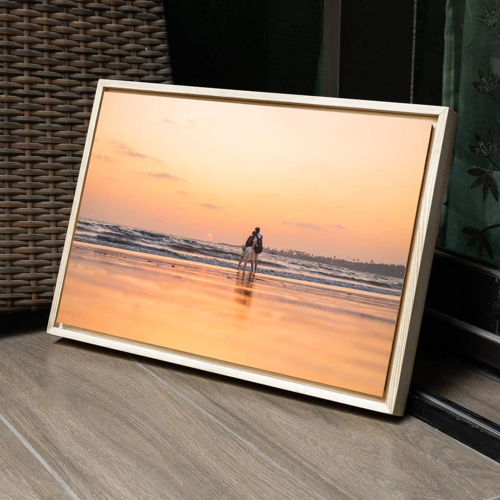 Mumbai Beach – Couple at Sunset, Wet Sand Reflections | Fine Art Wall Photography Print