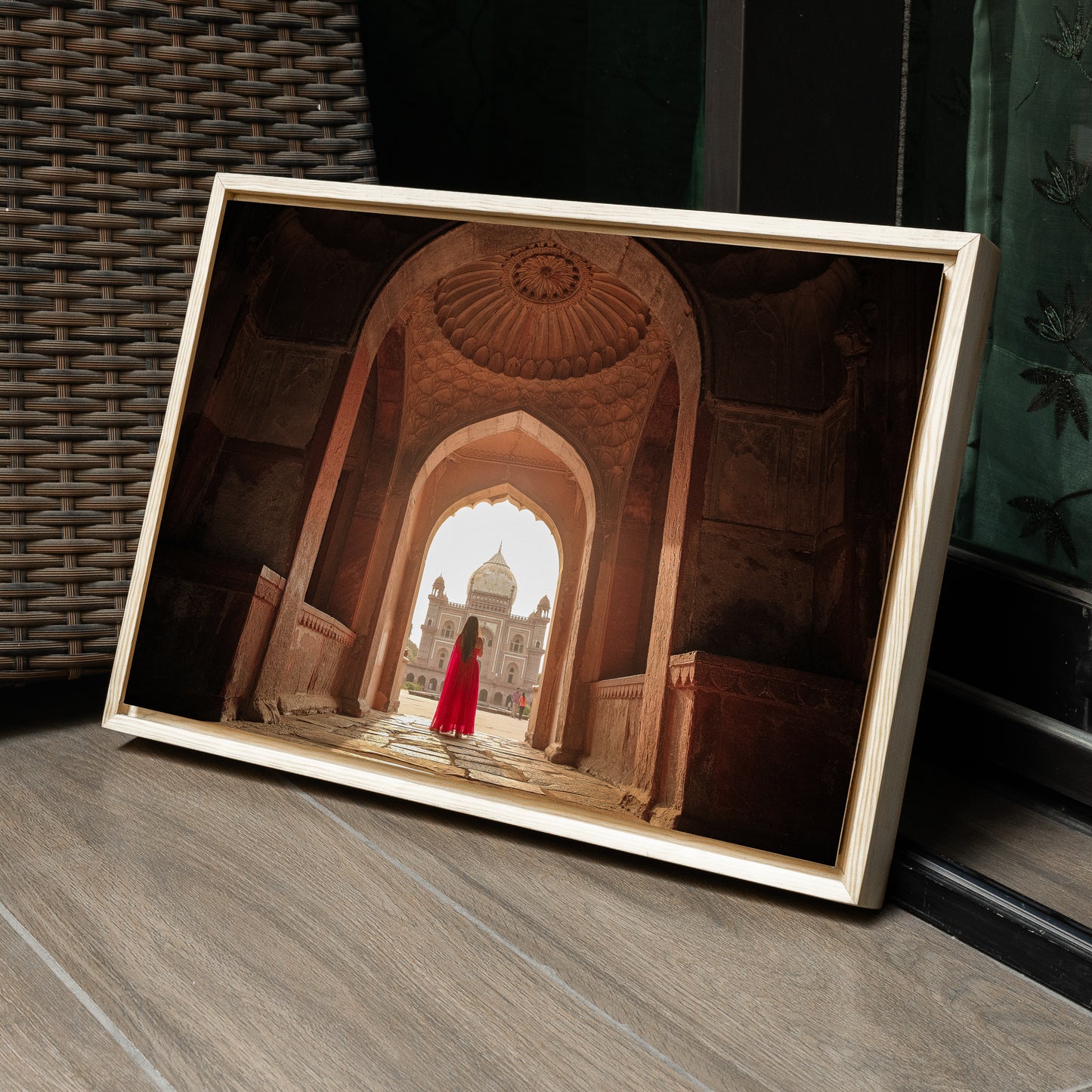 Safdarjung Tomb – Woman in Red | A Story of Peace, Love & Contrast in Sunlight | Fine Art Wall Photography Print