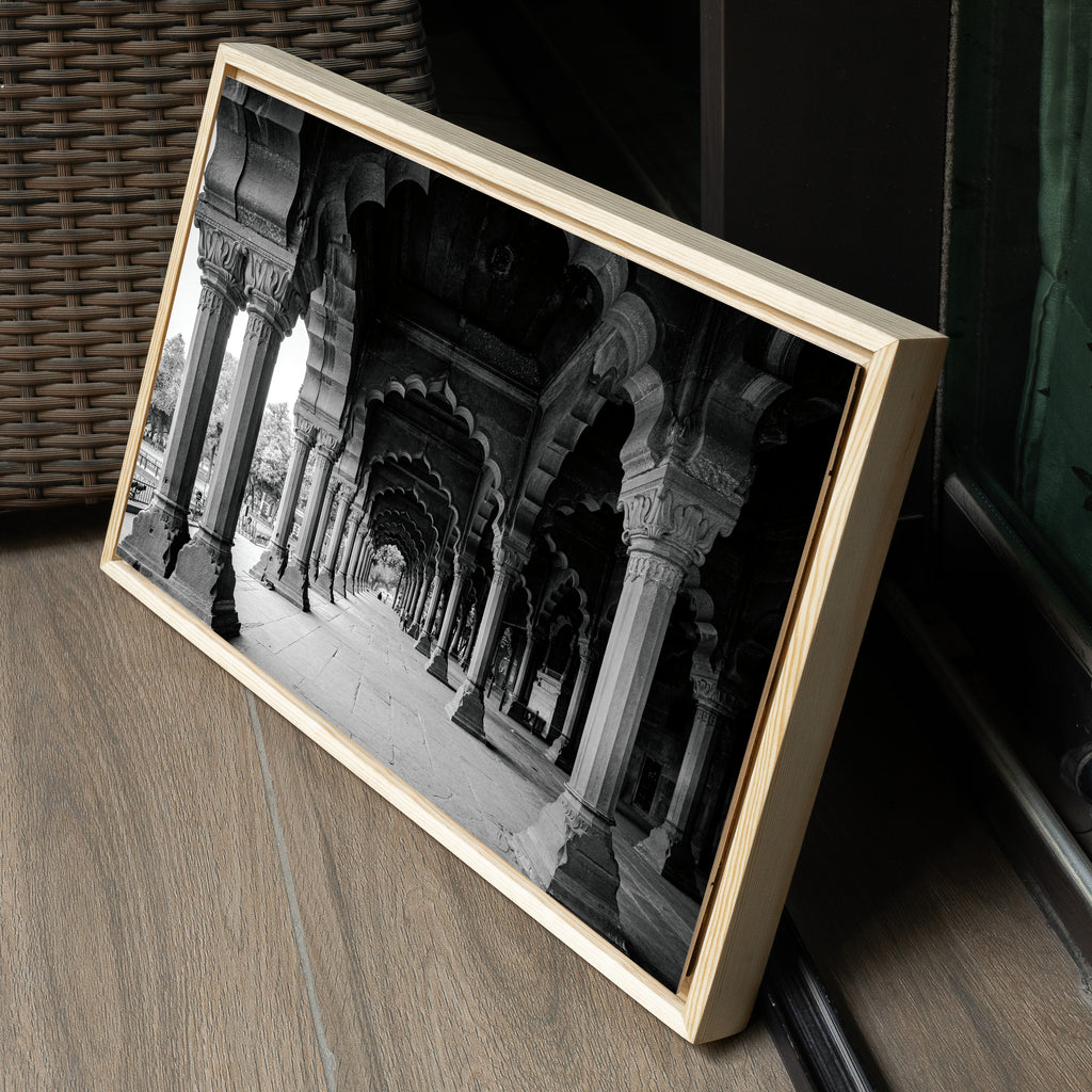 Red Fort Delhi – Diwan-i-Aam Arches & Columns in Black & White | Fine Art Wall Photography Print
