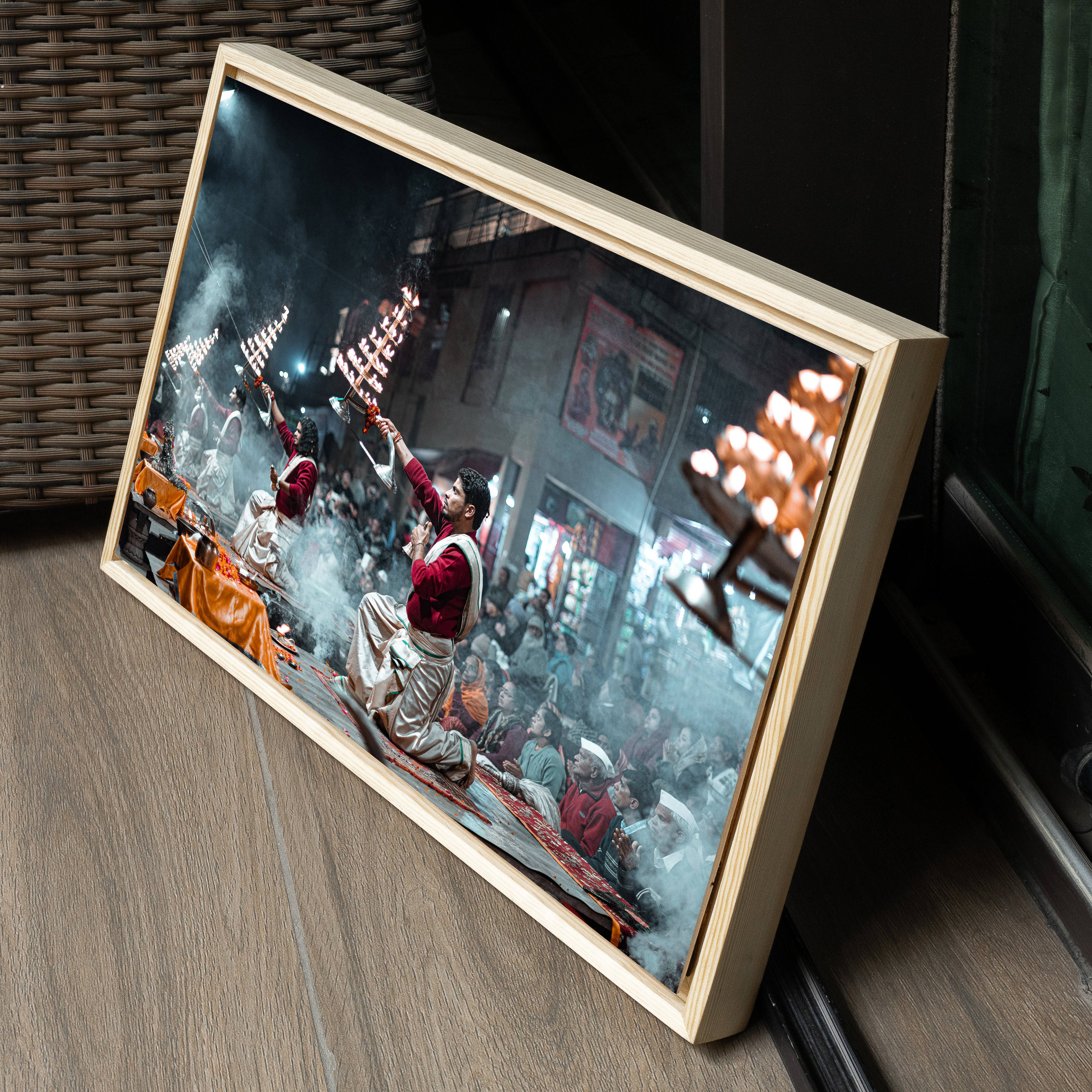 Ganga Aarti Varanasi – The Ethereal Ritual of Fire, Smoke & Devotion | Fine Art Wall Photography Print