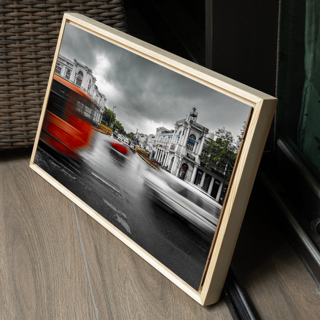 Connaught Place, New Delhi – Monsoon Traffic & Storm Clouds | Fine Art Wall Photography Print