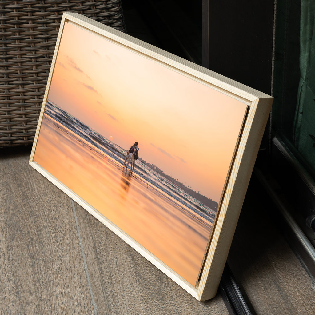 Mumbai Beach – Couple at Sunset, Wet Sand Reflections | Fine Art Wall Photography Print