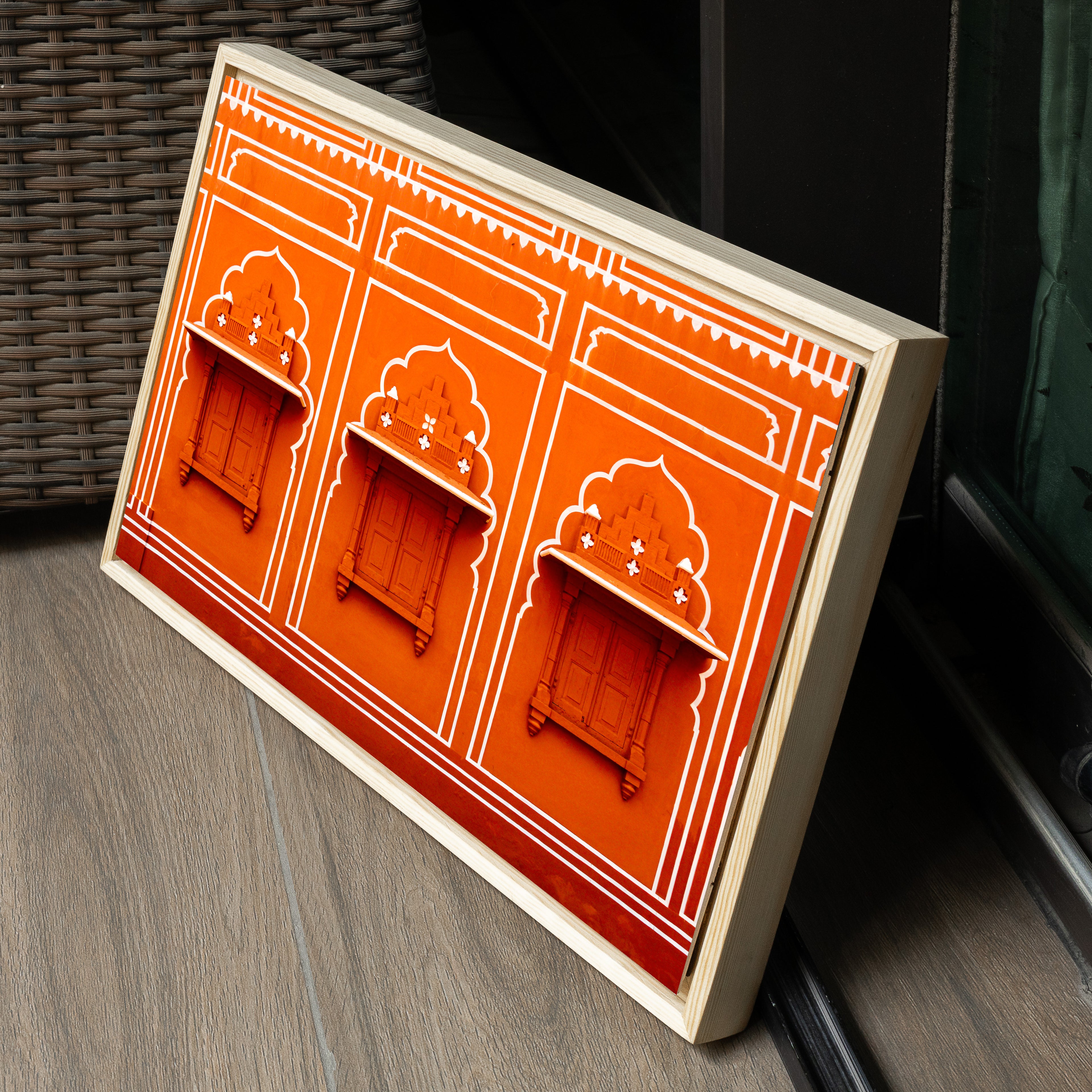 City Palace, Jaipur – Orange Walls, White Jharokhas & Chhatris | The Geometry of Rajput Grandeur | Fine Art Wall Photography Print