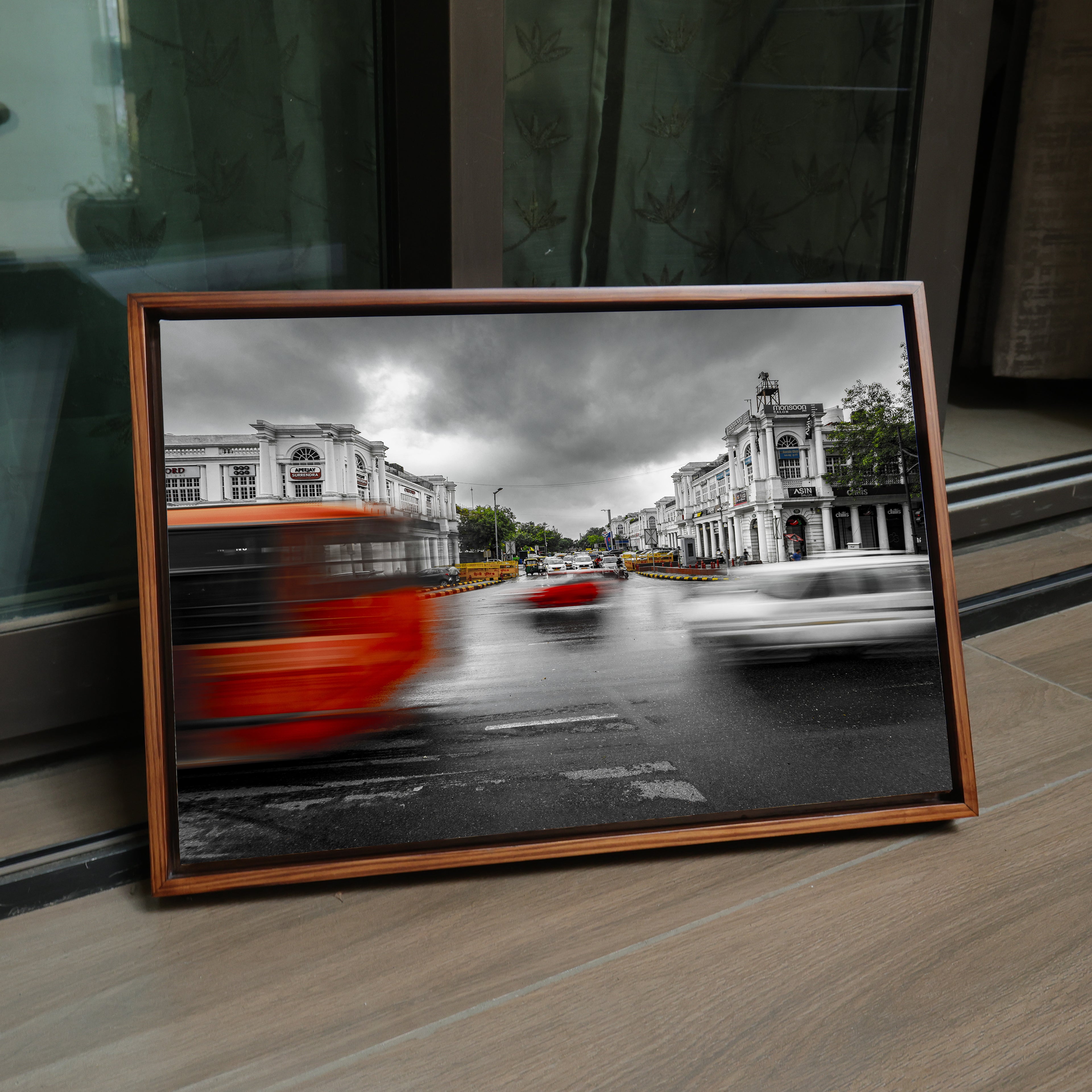 Connaught Place, New Delhi – Monsoon Traffic & Storm Clouds | Fine Art Wall Photography Print