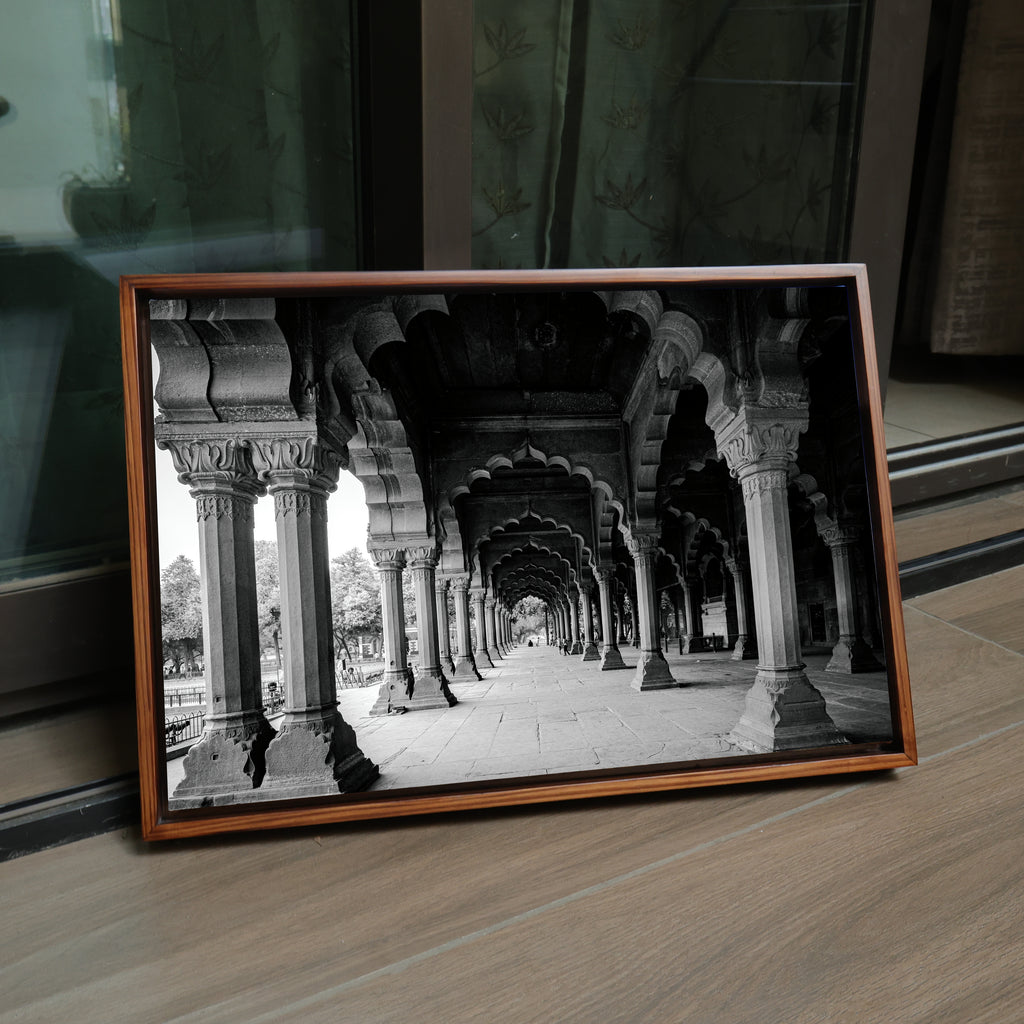 Red Fort Delhi – Diwan-i-Aam Arches & Columns in Black & White | Fine Art Wall Photography Print