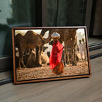 Pushkar Camel Fair – Woman in Red & Golden Light | Rajasthan Fine Art Wall Photography Print