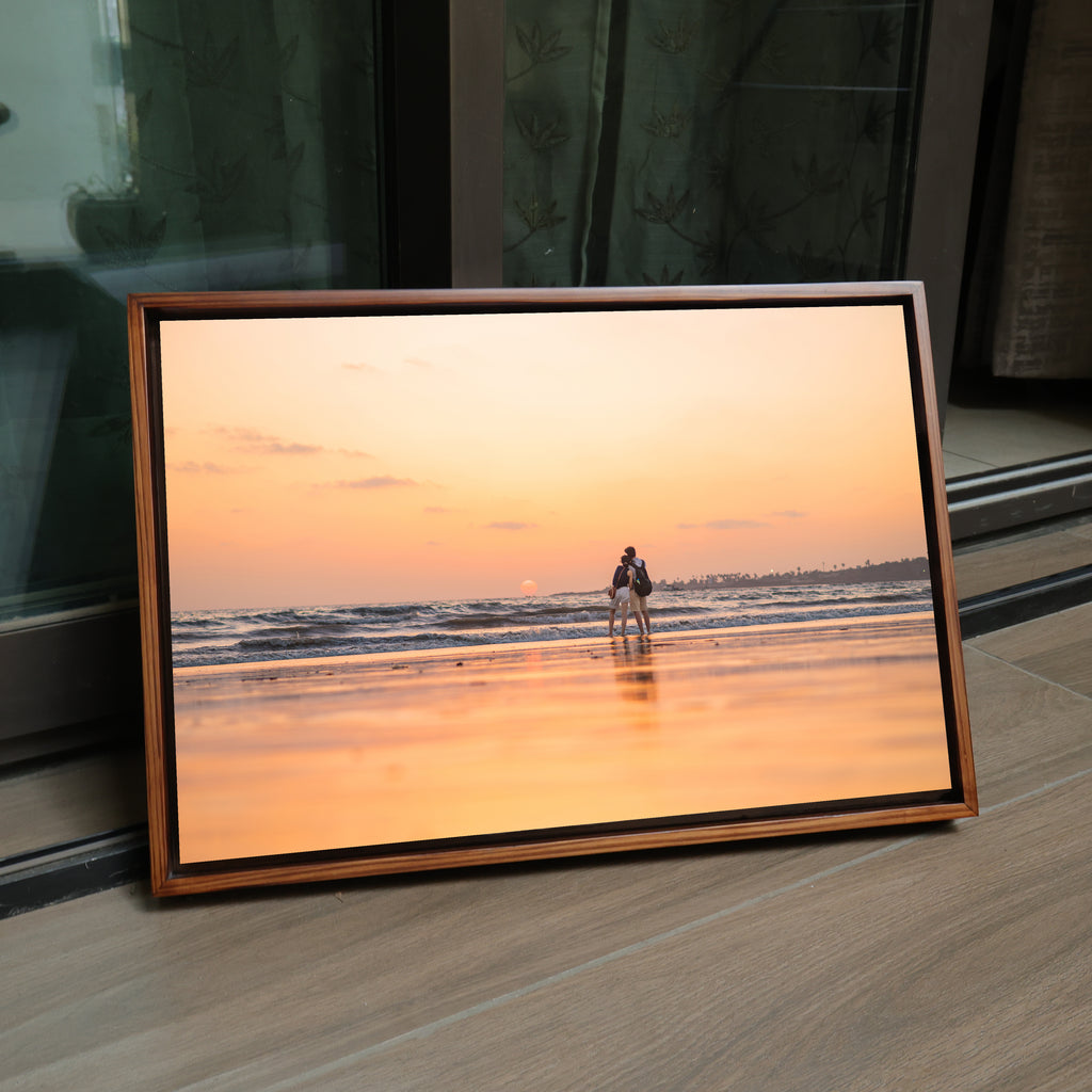 Mumbai Beach – Couple at Sunset, Wet Sand Reflections | Fine Art Wall Photography Print