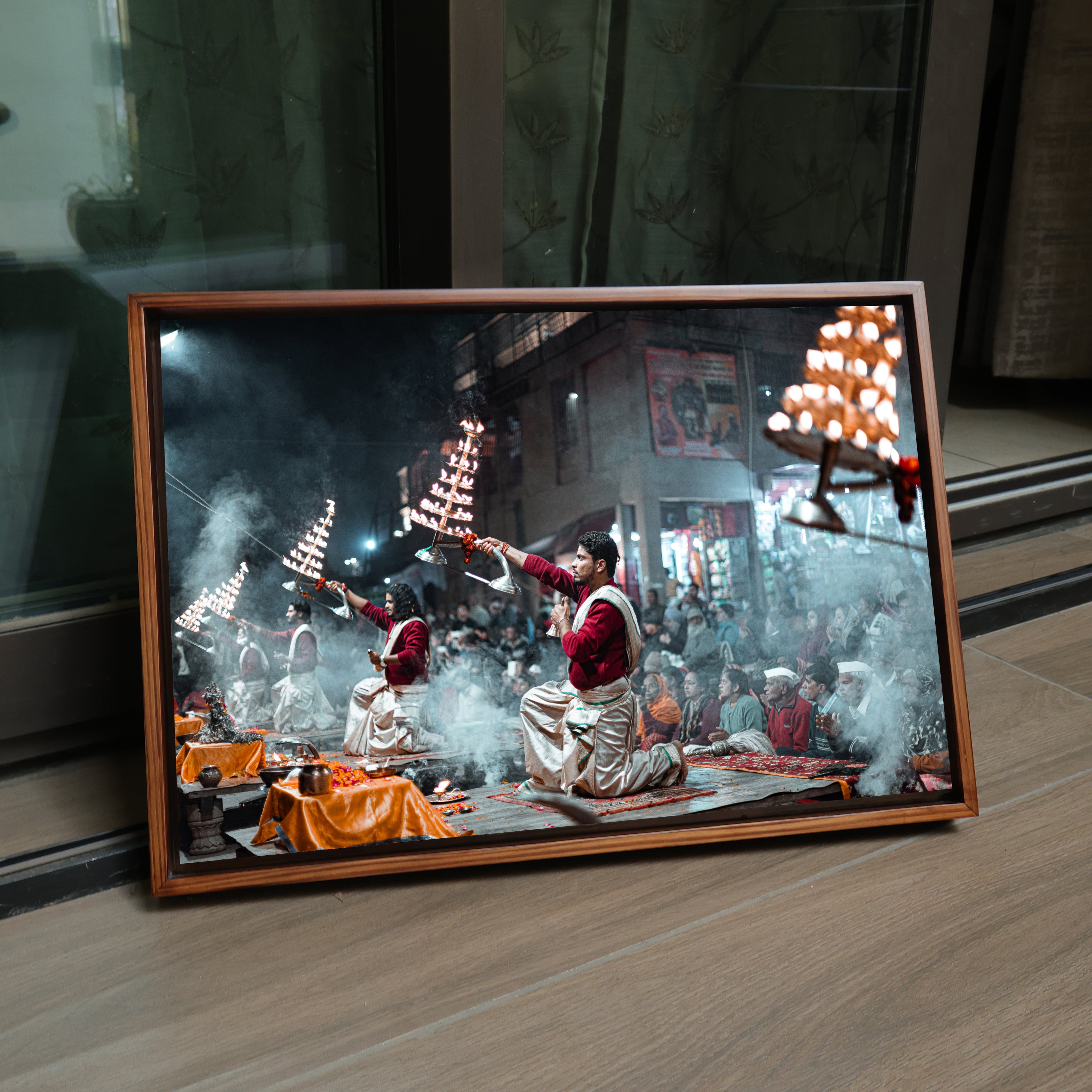 Ganga Aarti Varanasi – The Ethereal Ritual of Fire, Smoke & Devotion | Fine Art Wall Photography Print