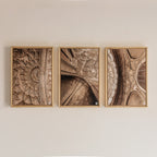 Safdarjung Tomb, Delhi – Vault Relief Triptych | Stucco, Shadow & the Last Flourish of the Mughals | Fine Art Wall Photography Print