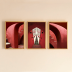 Jantar Mantar, Delhi – Crimson Arches & Vanishing Light | Fine Art Wall Photography Print | Triptych