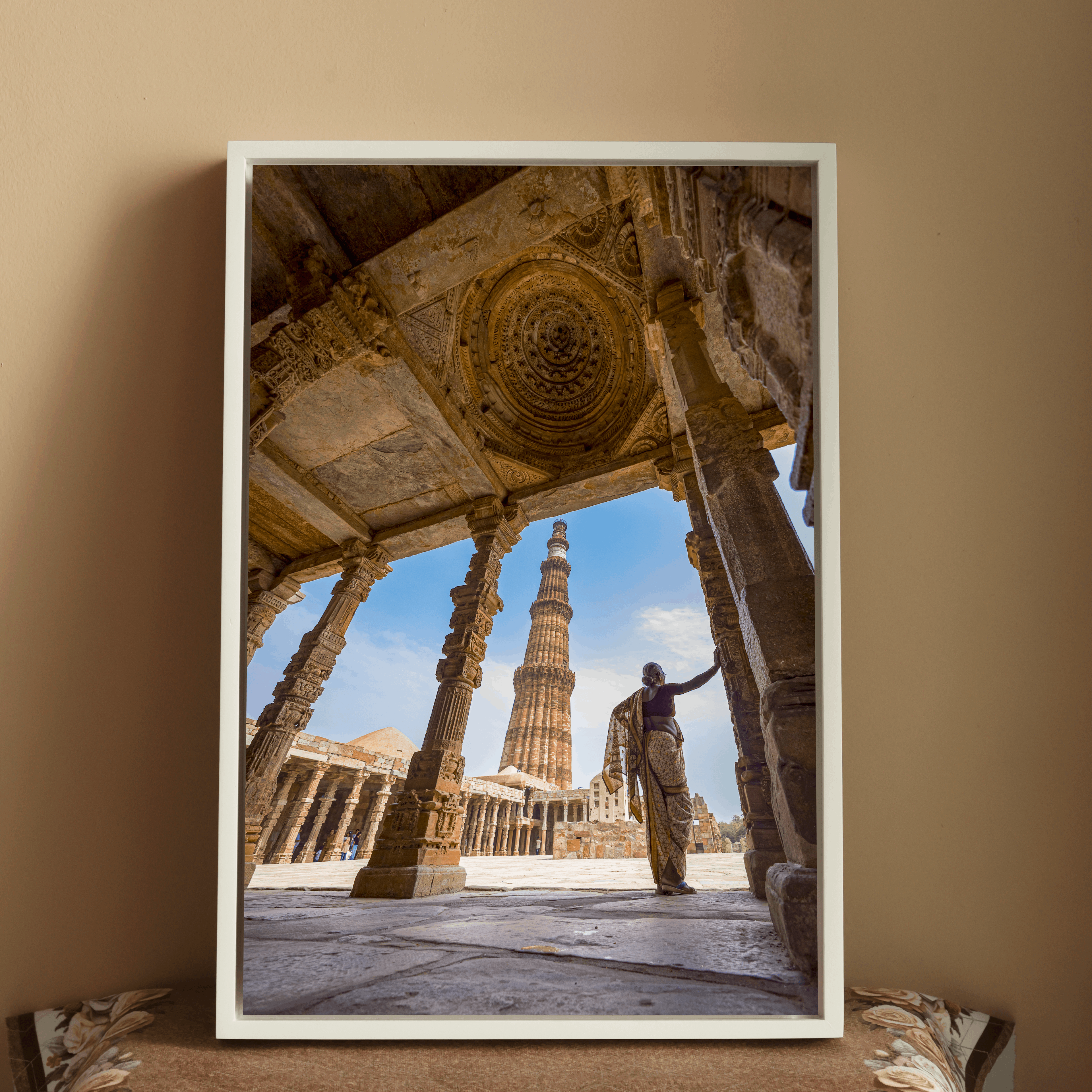 Qutub Minar Complex – A Woman in the Ancient Light | Fine Art Wall Photography Print
