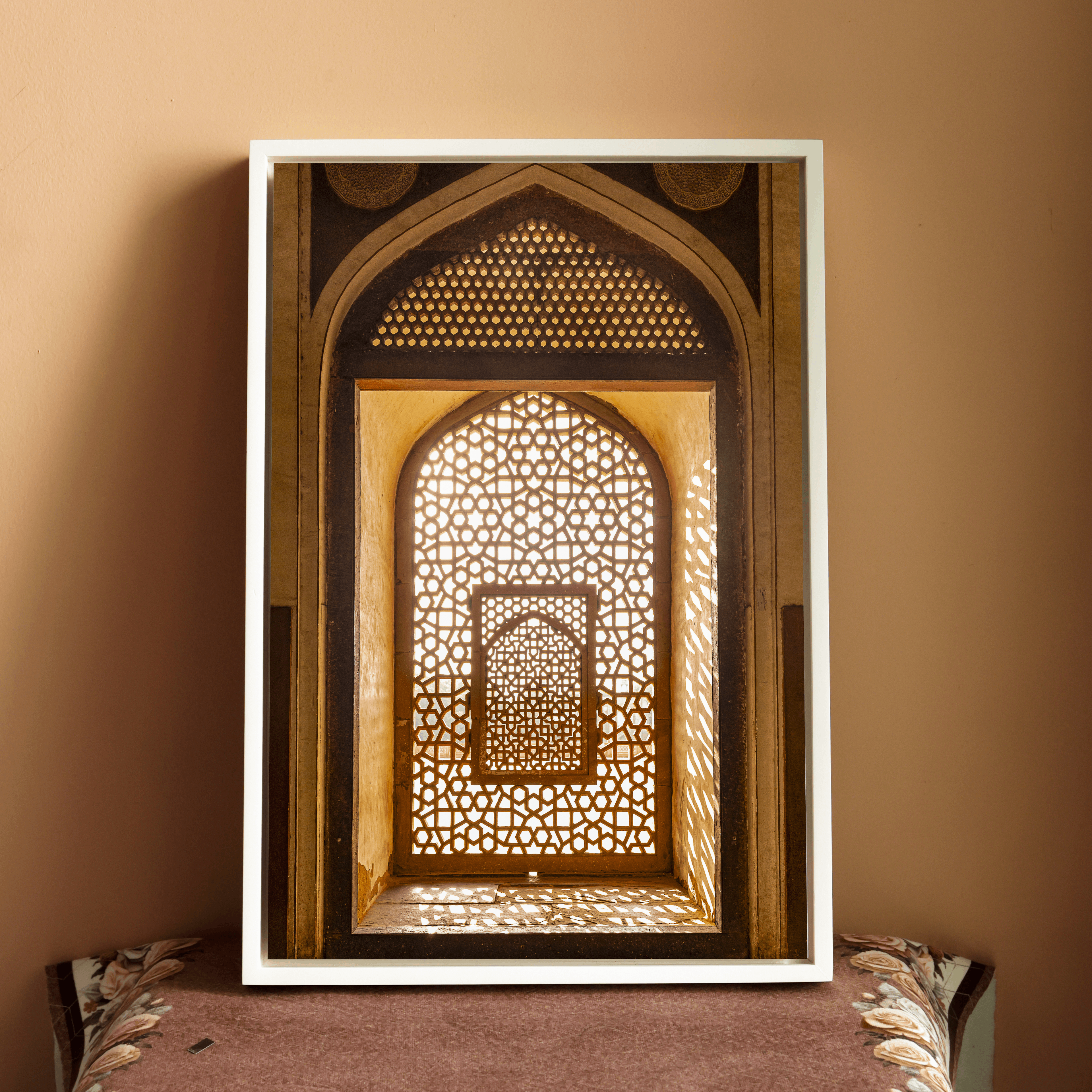 Humayun's Tomb – Jaali in Golden Light | Mughal Arch & Stone Lattice Fine Art Wall Photography Print