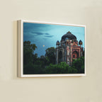 Humayun's Tomb Complex – Barber's Tomb Against the Rising Moon | Ethereal Blue Sky & Mughal Silence | Fine Art Wall Photography Print