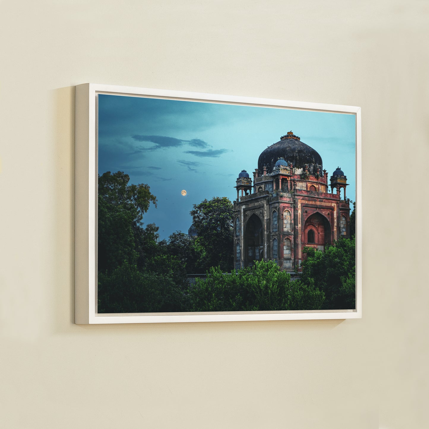 Humayun's Tomb Complex – Barber's Tomb Against the Rising Moon | Ethereal Blue Sky & Mughal Silence | Fine Art Wall Photography Print