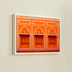 City Palace, Jaipur – Orange Walls, White Jharokhas & Chhatris | The Geometry of Rajput Grandeur | Fine Art Wall Photography Print
