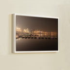 Varanasi Ganga Ghats – Boats at Rest, City Lights & the Sacred River at Night | Fine Art Wall Photography Print