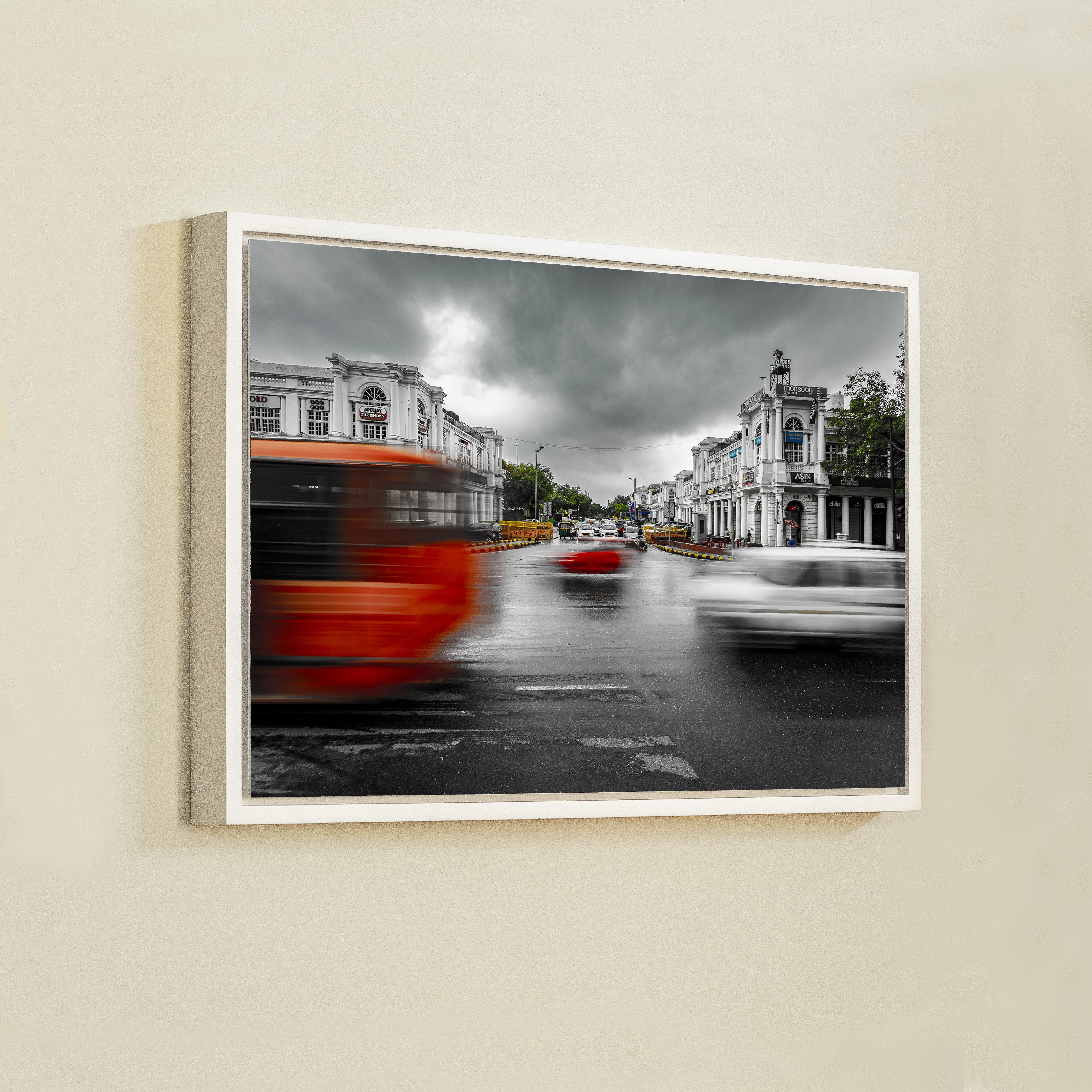 Connaught Place, New Delhi – Monsoon Traffic & Storm Clouds | Fine Art Wall Photography Print