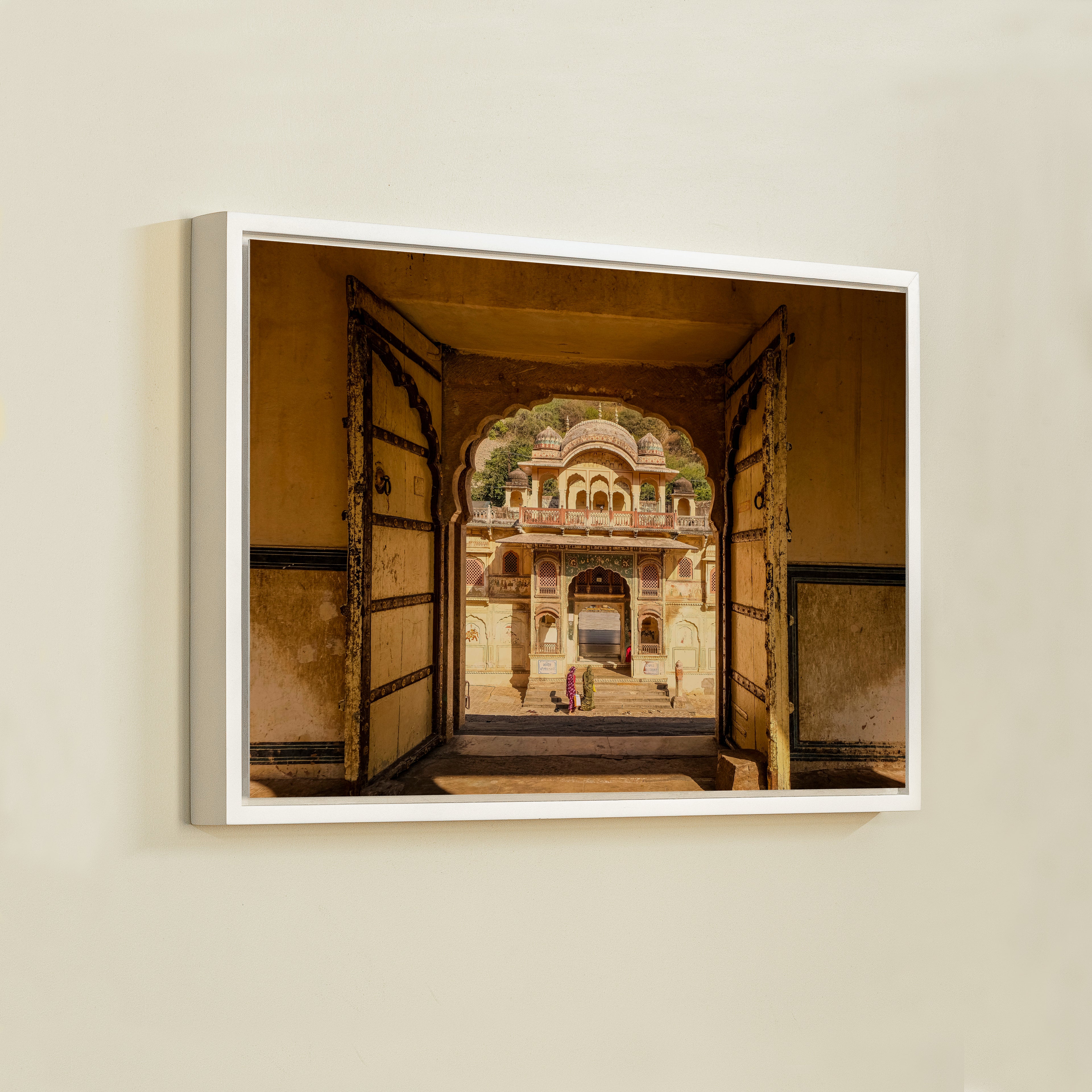 Galta Ji Temple Complex – Frame Within a Frame | Morning Light, Golden Stone & Sacred Depth | Fine Art Wall Photography Print