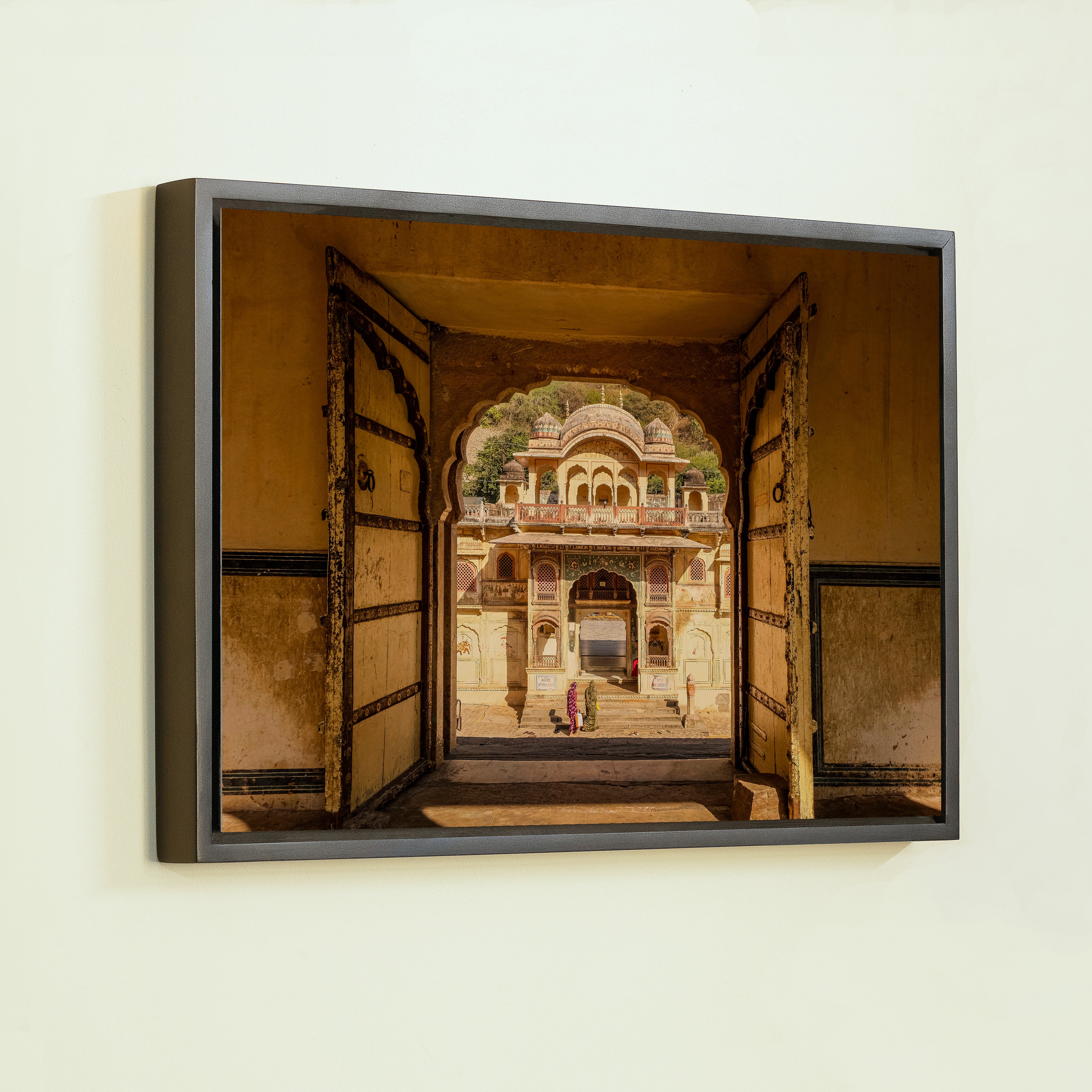 Galta Ji Temple Complex – Frame Within a Frame | Morning Light, Golden Stone & Sacred Depth | Fine Art Wall Photography Print