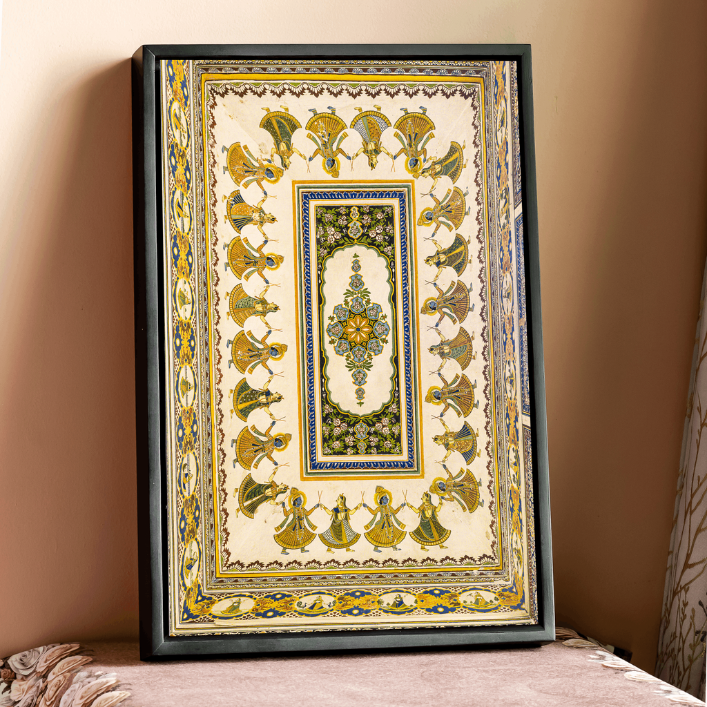Shekhawati Haveli Ceiling – Ras Leela Painting | Colour, Dance & Divine Joy | Indian Heritage Fine Art Wall Photography Print