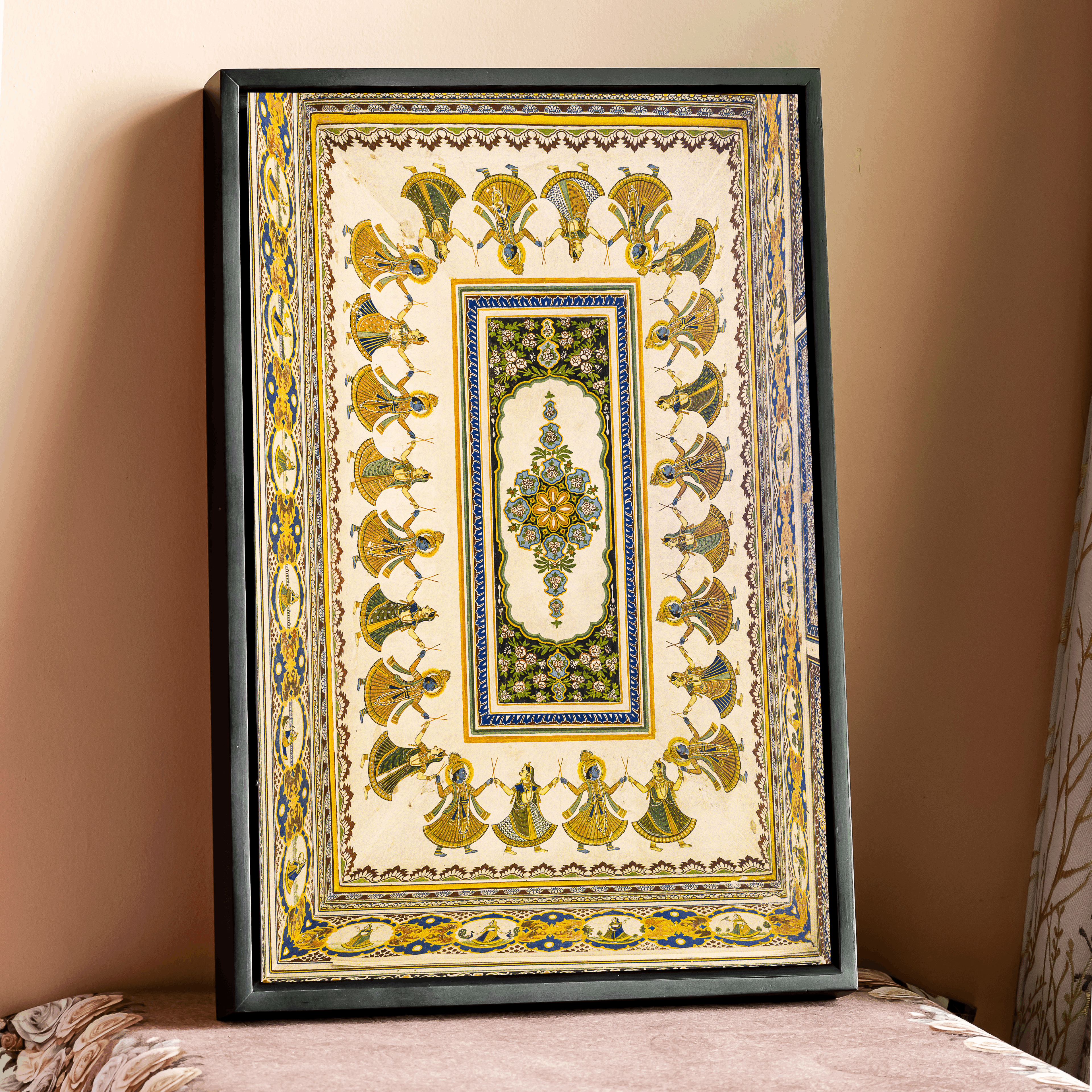 Shekhawati Haveli Ceiling – Ras Leela Painting | Colour, Dance & Divine Joy | Indian Heritage Fine Art Wall Photography Print