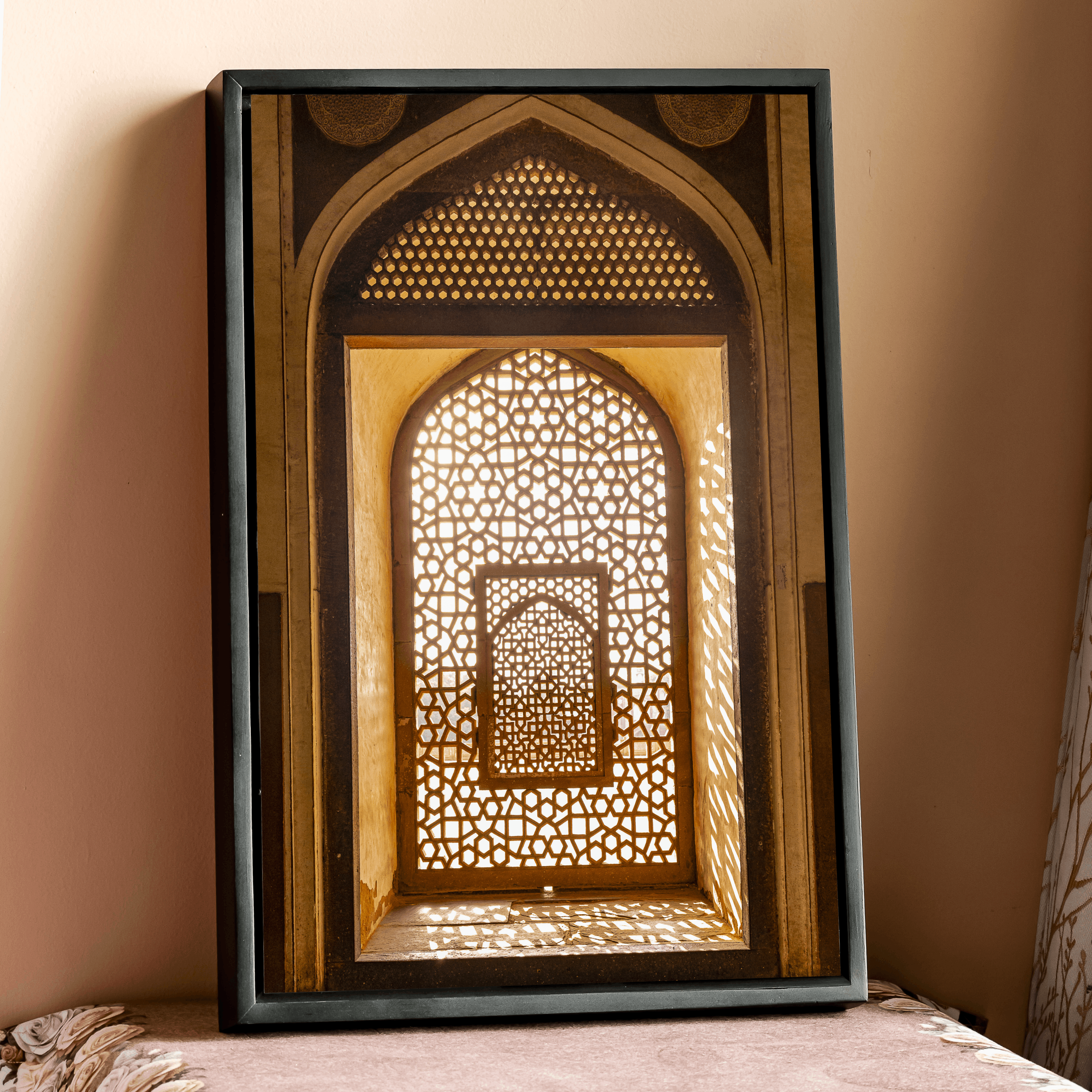 Humayun's Tomb – Jaali in Golden Light | Mughal Arch & Stone Lattice Fine Art Wall Photography Print