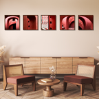 Jantar Mantar, New Delhi – Crimson Arches | Set of 5 Square Fine Art Wall Photography Prints