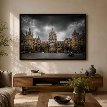 Chhatrapati Shivaji Maharaj Terminus, Mumbai – Overcast Sky, Warm Stone & Dramatic Layering | Fine Art Wall Photography Print