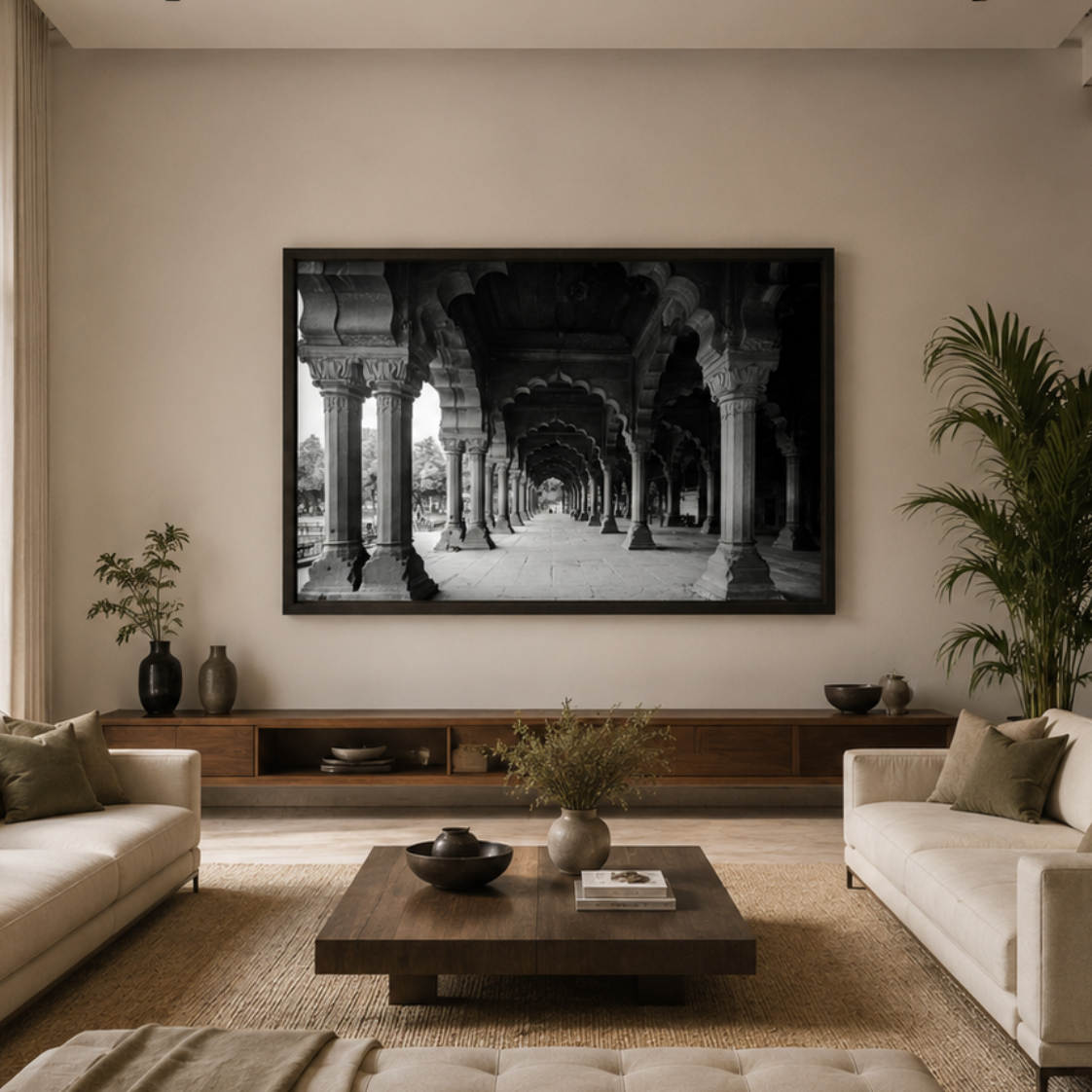 Red Fort Delhi – Diwan-i-Aam Arches & Columns in Black & White | Fine Art Wall Photography Print