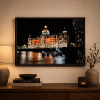 Mumbai Street Photography – Taj Mahal Palace Hotel at Night, Sea Reflections & Twinkling Lights | Fine Art Wall Photography Print