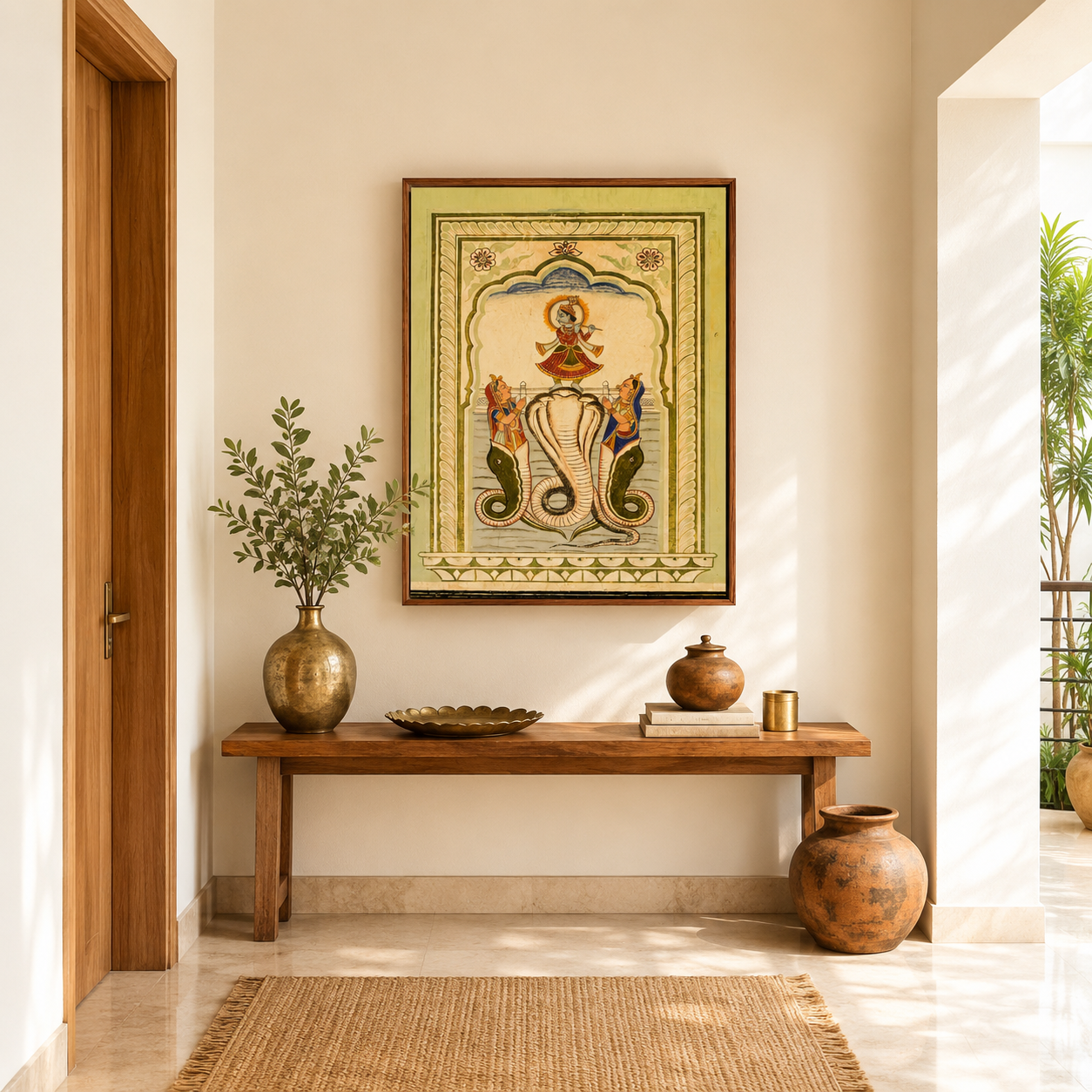Krishna on the Nagas – Poddar Haveli, Shekhawati | Mythological Fresco Fine Art Wall Photography Print